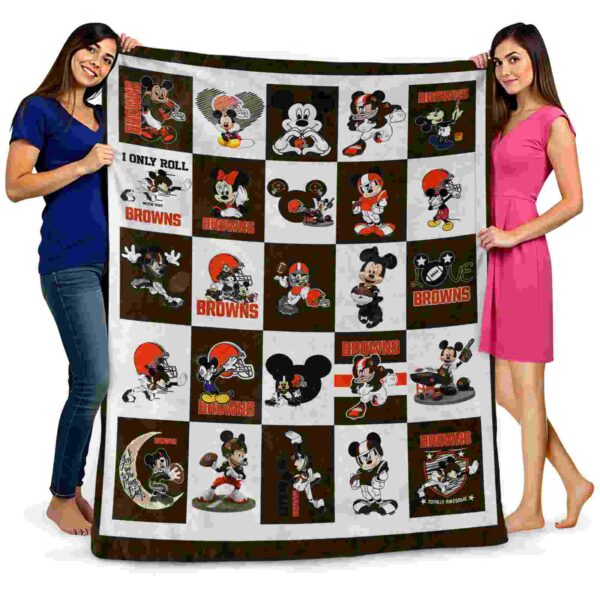 cleveland browns mickey minnie brown white blanket fashion forward
