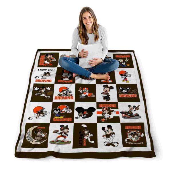 cleveland browns mickey minnie brown white blanket high quality