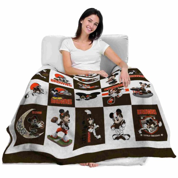 cleveland browns mickey minnie brown white blanket latest model