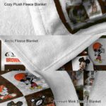 cleveland browns mickey minnie brown white blanket premium grade