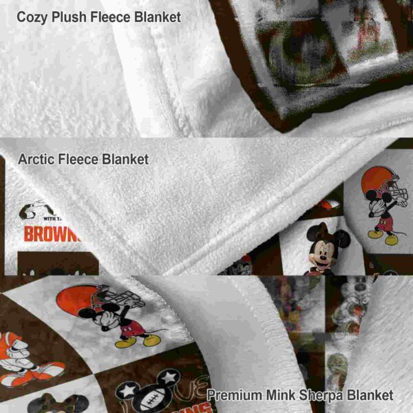 cleveland browns mickey minnie brown white blanket premium grade