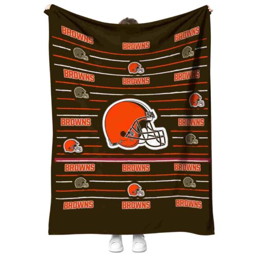 cleveland browns striped pattern brown blanket best selling