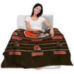 cleveland browns striped pattern brown blanket best selling