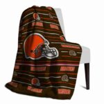 cleveland browns striped pattern brown blanket best selling