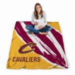 cleveland cavaliers brushstrokes wine white blanket high quality