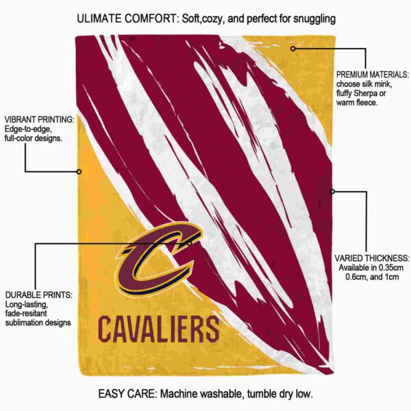 cleveland cavaliers brushstrokes wine white blanket new arrival