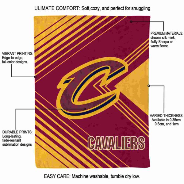 cleveland cavaliers diagonal stripes wine blanket new arrival