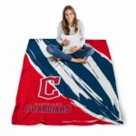 cleveland guardians brushstrokes navy blue white blanket high quality