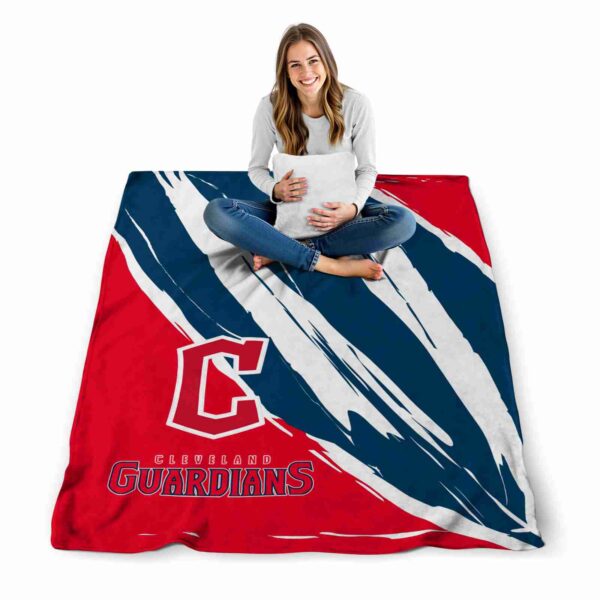 cleveland guardians brushstrokes navy blue white blanket high quality