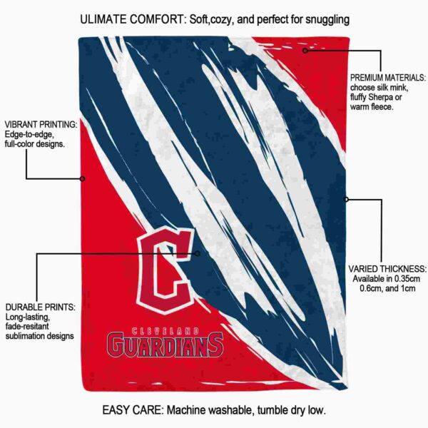 cleveland guardians brushstrokes navy blue white blanket new arrival