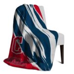 cleveland guardians brushstrokes navy blue white blanket top rated