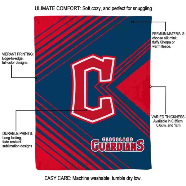 cleveland guardians diagonal stripes navy blue blanket new arrival
