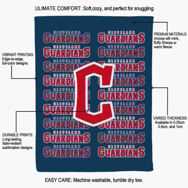 cleveland guardians fan pride navy blue blanket new arrival