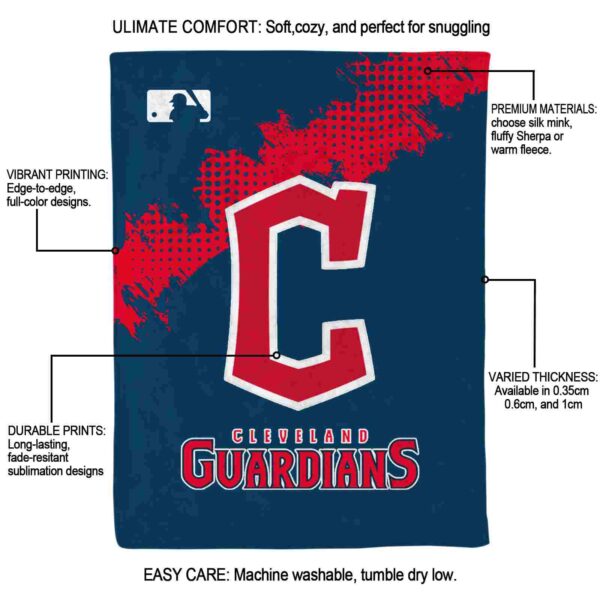 cleveland guardians grunge texture navy blue blanket new arrival