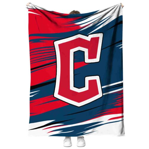 cleveland guardians paint streaks navy blue white blanket best selling