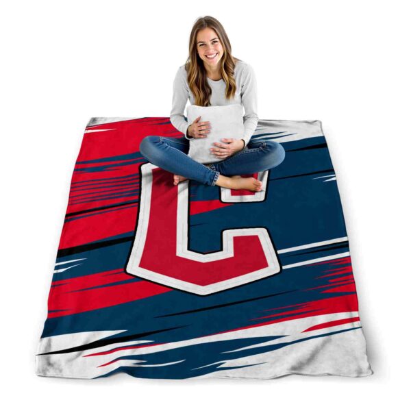 cleveland guardians paint streaks navy blue white blanket high quality