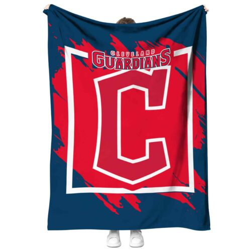 cleveland guardians splatter effect navy blue blanket best selling