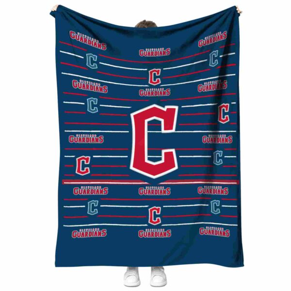 cleveland guardians striped pattern navy blue blanket best selling