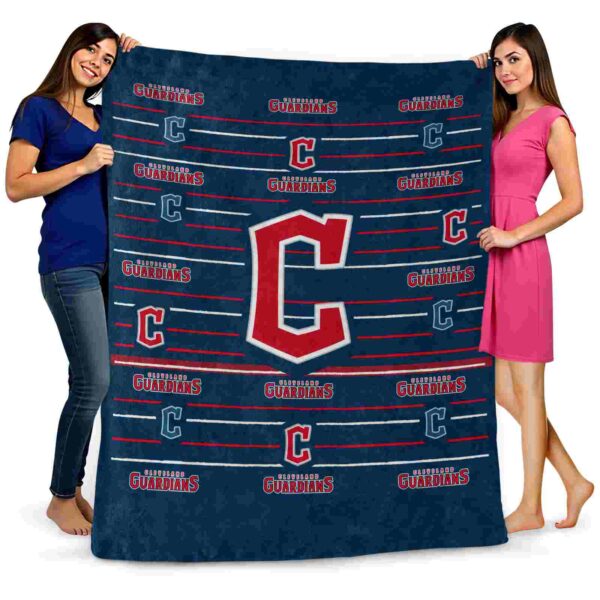 cleveland guardians striped pattern navy blue blanket fashion forward