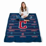 cleveland guardians striped pattern navy blue blanket high quality