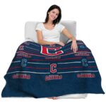 cleveland guardians striped pattern navy blue blanket latest model