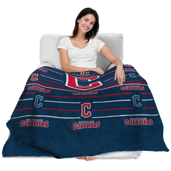 cleveland guardians striped pattern navy blue blanket latest model