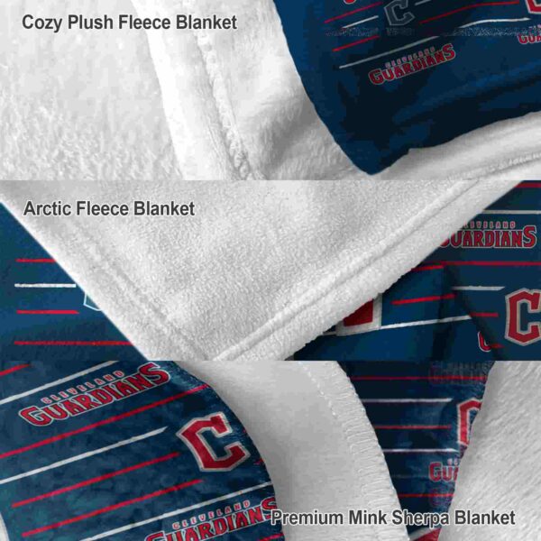 cleveland guardians striped pattern navy blue blanket premium grade