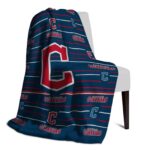 cleveland guardians striped pattern navy blue blanket top rated