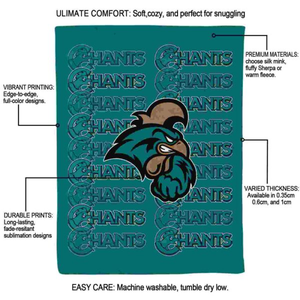 coastal carolina chanticleers fan pride green blanket new arrival