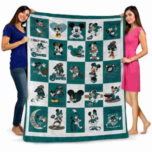 coastal carolina chanticleers mickey minnie green white blanket fashion forward