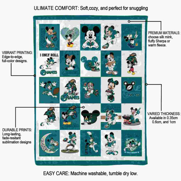 coastal carolina chanticleers mickey minnie green white blanket new arrival