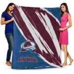 colorado avalanche brushstrokes burgundy white blanket best selling