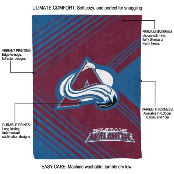 colorado avalanche diagonal stripes burgundy blanket new arrival