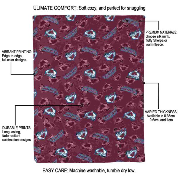 colorado avalanche diehard fans burgundy blanket new arrival
