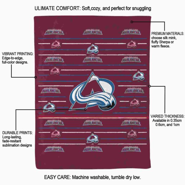 colorado avalanche striped pattern burgundy blanket new arrival