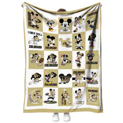 colorado buffaloes mickey minnie gold white blanket best selling