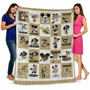 colorado buffaloes mickey minnie gold white blanket fashion forward