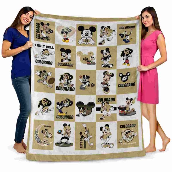 colorado buffaloes mickey minnie gold white blanket fashion forward