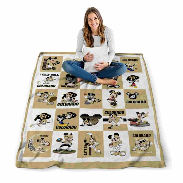 colorado buffaloes mickey minnie gold white blanket high quality