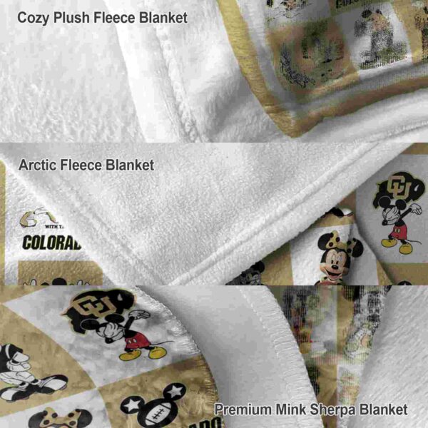 colorado buffaloes mickey minnie gold white blanket premium grade