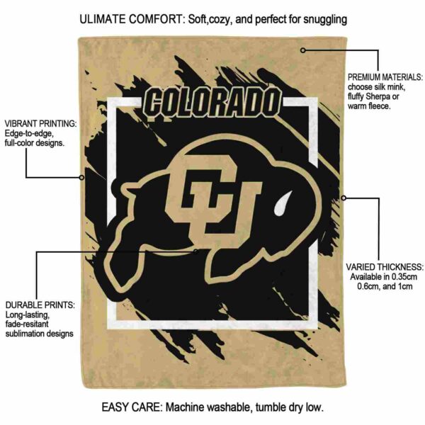 colorado buffaloes splatter effect gold blanket new arrival
