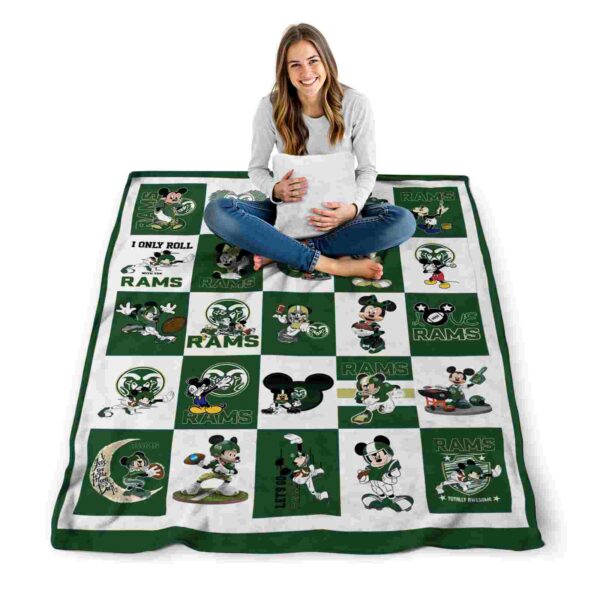 colorado state rams mickey minnie green white blanket high quality