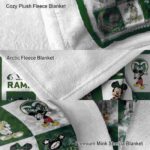 colorado state rams mickey minnie green white blanket premium grade