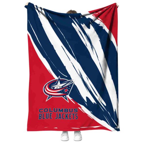 columbus blue jackets brushstrokes navy blue white blanket best selling