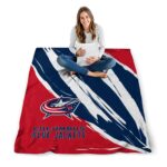 columbus blue jackets brushstrokes navy blue white blanket high quality