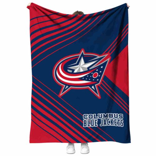 columbus blue jackets diagonal stripes navy blue blanket best selling
