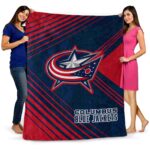 columbus blue jackets diagonal stripes navy blue blanket best selling