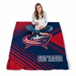 columbus blue jackets diagonal stripes navy blue blanket best selling