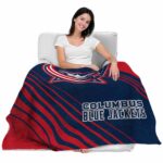 columbus blue jackets diagonal stripes navy blue blanket best selling