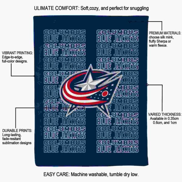 columbus blue jackets fan pride navy blue blanket new arrival